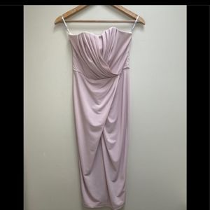 ASOS Pastel Pink Strapless Faux Wrap Drape Dress
